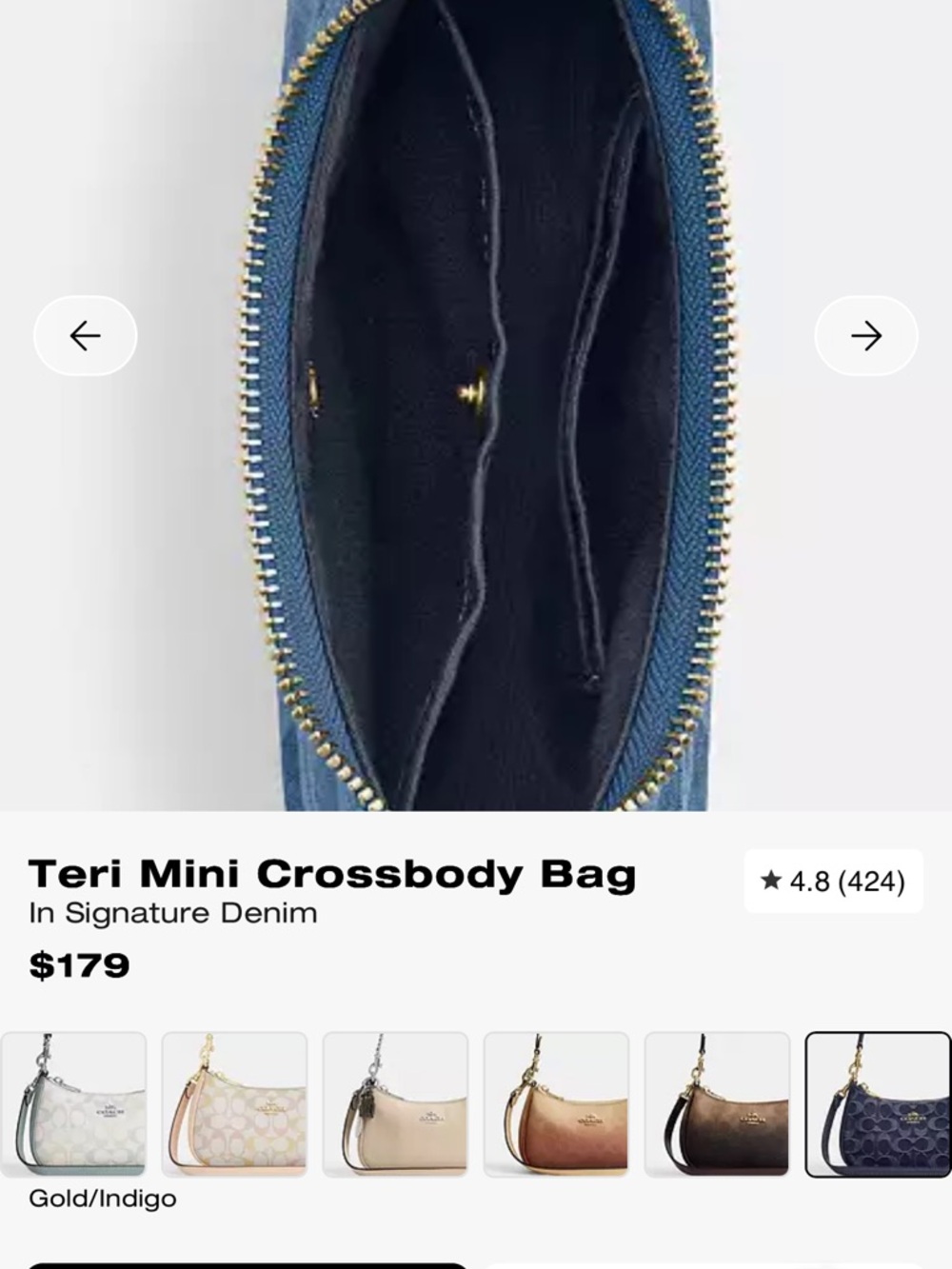 Coach Teri Mini Crossbody Bag in Indigo Denim - Picture 3 of 7